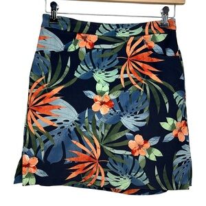 Tribal Tropical Floral Skort - Navy, Orange, Green